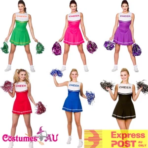 Ladies Cheerleader Costume School Girl Outfits Fancy Dress Cheer Leader Uniform - Picture 1 of 14