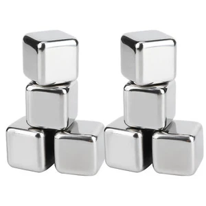 (8PCS+Clip)304 Stainless Steel Whiskey Wine Stones Reuseble Ice Cubes Wi US - Picture 1 of 18