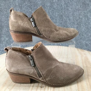 Lucky Brand Boots Womens 6.5 M Fineses Casual Zip Ankle Bootie Brown Suede Heels - Picture 1 of 19