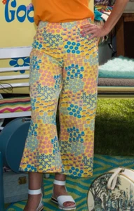 Vintage 60’s flare leg mod pattern cropped pants - Picture 1 of 2