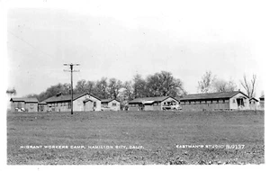 MIGRANT FARM WORKERS CAMP, HAMILTON CITY, CA, RPPC GLENN COUNTY POSTCARD (SC 26) - Picture 1 of 2