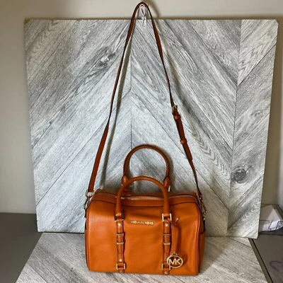 Michael Kors Burnt Orange Leather Bedford Legacy Duffel Satchel Medium $328 New - Image 1 of 4