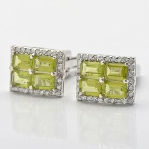 Natural Lemon Quartz Gemstone with 925 Sterling Silver Cufflink #2481 - Picture 1 of 3
