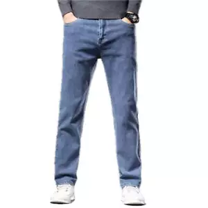 Men's Straight Leg Trousers Business Casual Pants with Zipper Closure Autumn Dai - Picture 1 of 29