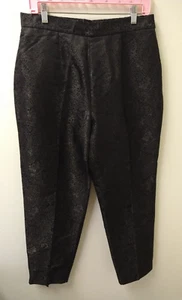 Vintage Rena Rowan Damen Hose schwarz Jacquard Seidenmischung ruhig Luxus Y2K Gr. 12 - Bild 1 von 7