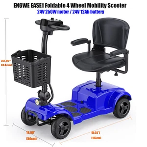 4 Wheel Mobility Power Scooter Electric Folding for Seniors Travel Wheelchair US - Picture 1 of 13