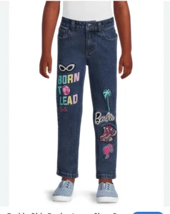 Barbie Born To Lead Girls Blue Jeans Straight Leg Size 14 Blue Denim - Picture 1 of 8