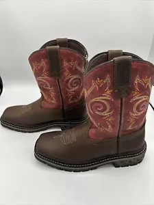 Georgia Kids Red/ Brown Leather Carbo-Tec LT Pull-On Cowboy Boots 12M - Picture 1 of 8