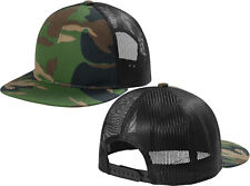 Flat Bill Trucker Cap Camoflauge Snapback Mesh Back Structured Hat NEW