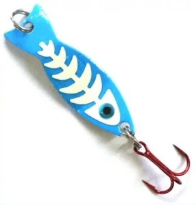 JB Lures Ghost Spoon with Glo-Boones - Glow Blue - 1/8 oz Ice Fishing Lure - Bild 1 von 1