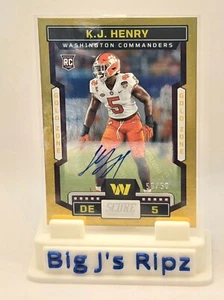 2023 Panini Score Gold Foil K.J. Henry Auto Rookie Card 50/50 SSP - Picture 1 of 2