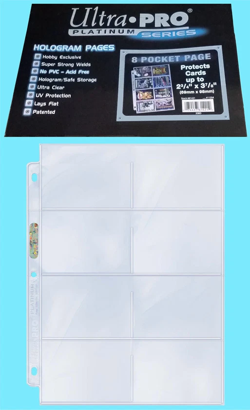 50 Ultra Pro Platinum 8-POCKET Pages Vintage Bowman Card Topps Trading Protector