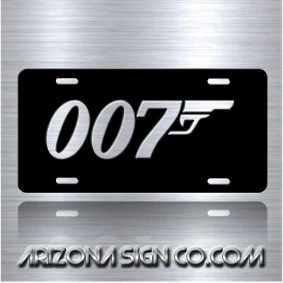 007 JAMES BOND Inspired Art on Cool Silver Black Aluminum License Plate Tag New - Image 1 of 4