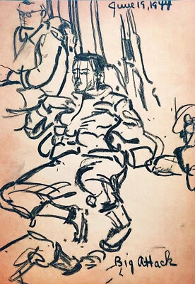 Croquis tiré du carnet d'un soldat de la seconde guerre-mondiale #9/80 - Photo 1/2