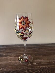 Hand Painted Fall Pier One Wine Glass