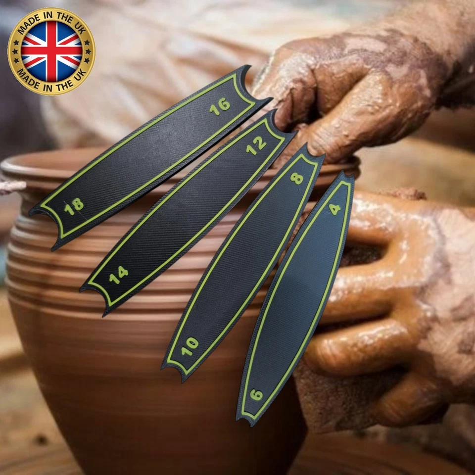 Set of 4 Pottery tools for shaping rims and banding from 4mm to 18mm - Image 1 of 4