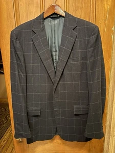 Polo Ralph Lauren vintage 40L navy blue windowpane wool jacket made in USA - Picture 1 of 7