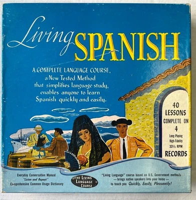 The Living Language Course: Living SPANISH: 40 Lessons on 4 RECORDS w/ booklets - Image 1 of 4