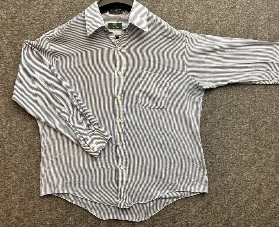 Camisa de vestir vintage Perma-Prest Sears tienda para hombre a rayas regular Corte manga larga Foto 1 de 4
