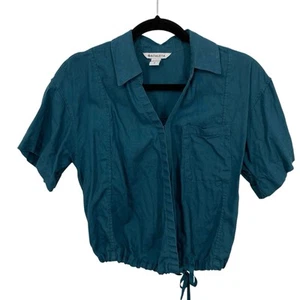 Top envolvente de lino manga corta Athleta Playa talla pequeña verde azulado 7988892 - Imagen 1 de 13