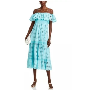 Vestido midi con ojales T Tahari talla mediana - Imagen 1 de 8