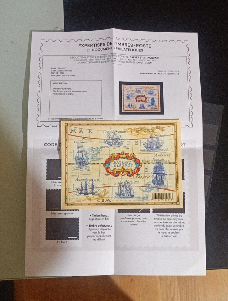 France Bloc Feuillet Bf124 Non Dentelé Partiellement Signé+ Certificat Ref2180 - Photo 1/1