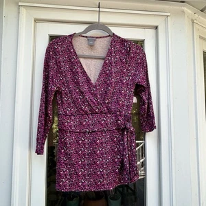 Camisa Top Ann Taylor Para Mujer Púrpura Rosa Cuello Chal Envolvente XS Extra Pequeña - Imagen 1 de 8