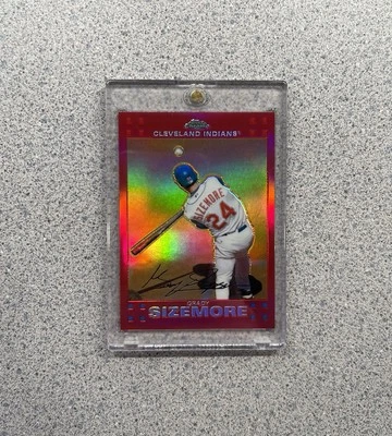 2007 Topps Chrome 棒球 #187 Grady Sizemore 红色折射器 /99 全明星罕见 — 第 1/2 张图片