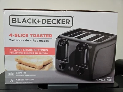 Black & Decker 4-Slice Toaster w/ Shade Selectors & Cancel Function, Black -New - Image 1 of 3