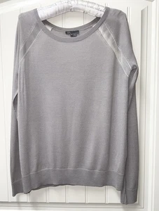 LN DAMENPULLOVER GRÖSSE MEDIUM (Brustumfang 42") VINCE BAUMWOLLE SEIDE GRAU - Bild 1 von 3