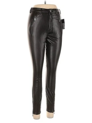 Nuevo Guess Mujeres Talla 4 Ajustado tiro medio Negro Imitación Cuero Pantalones Leggings Cremallera Tobillo Foto 1 de 2
