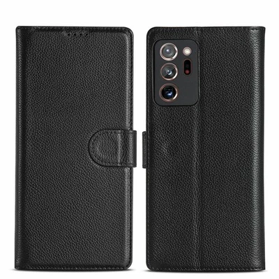 Genuine Leather Wallet Flip Case Cover For Samsung Galaxy Note20 Note20 Ultra 5G - Image 1 of 4