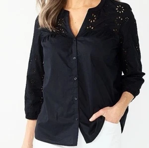 Women's Croft & Barrow-Black Eyelet Button-Up Shirt Size 5X - Picture 1 of 2