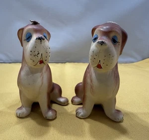 Vintage & seltene Norcrest braune Hunde Salz & Pfefferstreuer mit Korken Made in Japan - Bild 1 von 14