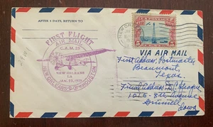 1929 Air Mail First Flight Cover New Orleans Louisiana 5 cent stamp - Picture 1 of 1