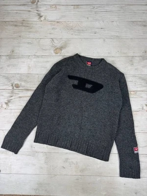 Vintage Diesel Knit Sweater Wool Big Logo 90s Men Size L Gray - Image 1 of 4