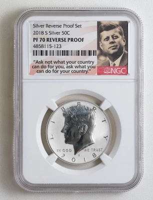 2018 S Silver Kennedy Half Dollar NGC Reverse Proof  PF 70 /123 - Image 1 of 4