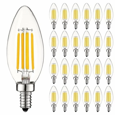 24x Luxrite 5W Vintage Chandelier LED Bulb Dimmable 4000K 550lm Cool White E12 - Image 1 of 4