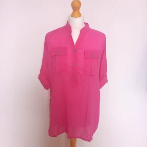 House of Tweed Made In Italy One Size Pink Lightweight Cotton Shirt Lagenlook - Picture 1 of 7