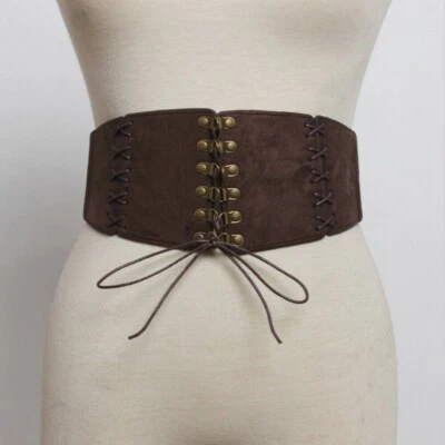 Women Girdle Rivet Belt Stud Waistband Vintage Punk Corset Lace Up Stretch - Image 1 of 4