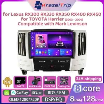8 Core Car Radio for Lexus RX300 RX450 High Trim TOYOTA Harrier 2003-2009 4G DSP - Image 1 of 4