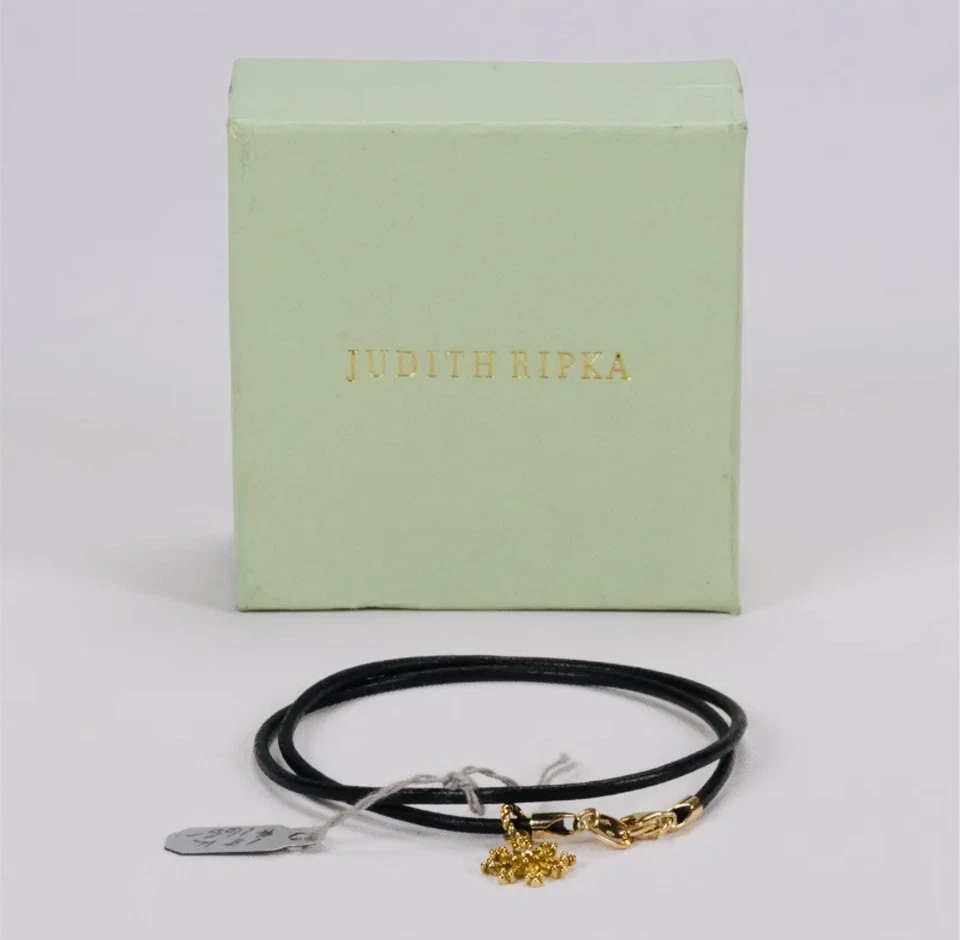 Collar de copo de nieve Judith Ripka de cuero negro con oro de 18k y diamantes centrales Foto 1 de 1