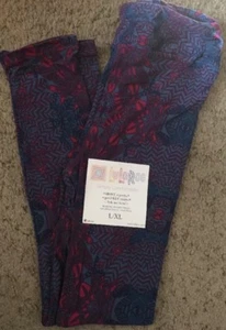 NEW LuLaRoe Kids L/XL Leggings Teal Blue and Red Headdress Feather Tribal - Picture 1 of 2