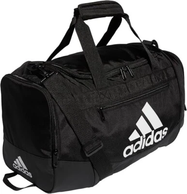 adidas Unisex Defender 4.0 Gym Duffel Bag for Men and Women, Black/White, Small - Image 1 of 4