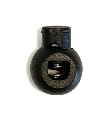 6pcs Round Cord Stopper Spring Lock End Toggle Fastener Black Plastic - Image 1 of 4