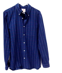 Camisa Brooks Brothers roja polar para hombre M azul marino a cuadros manga larga botón - Imagen 1 de 5