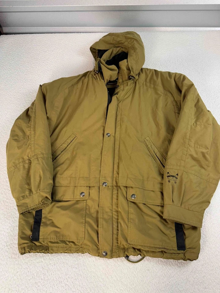 Chaqueta de esquí Obermeyer para hombre edición limitada forrada con capucha cremallera completa marrón a presión XL Foto 1 de 4