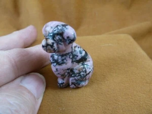 (Y-DOG-LA-575) Rosa Schwarz Rhodonit LABRADOR Hund Edelstein FIGUR love my dogs - Bild 1 von 1