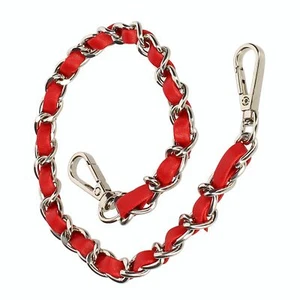 Bijou de Téléphone Chaîne Tressée Argent Simili Cuir Rouge 40cm - Photo 1/5