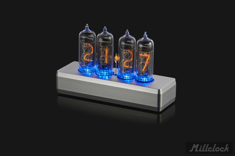 Reloj Tubo Nixie en 4 Tubos IN-14 || Caja Aluminio Montada Negro o Plateado Foto 1 de 4